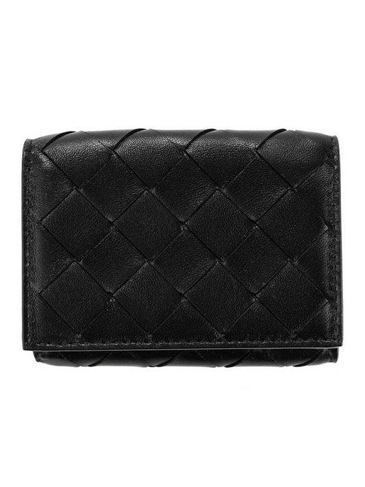 Intrecciato Continental Leather Half Wallet Black - BOTTEGA VENETA - BALAAN 1