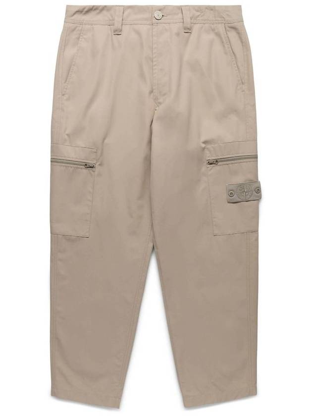 Regular Fit Cargo Cotton Canvas Straight Pants Beige - STONE ISLAND - BALAAN 2