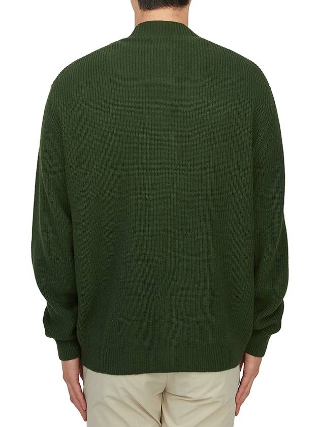 Bold Fox Head Patch Comfort Ribbed Cardigan Green - MAISON KITSUNE - BALAAN 4