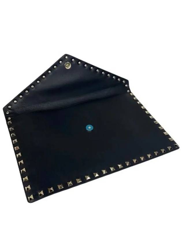 Rockstud leather clutch bag black - VALENTINO - BALAAN 4