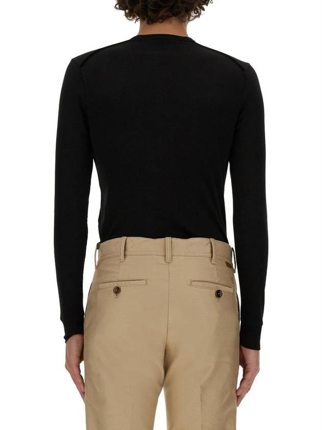 Henry Ribbed Long Sleeve T-Shirt Black - TOM FORD - BALAAN 4