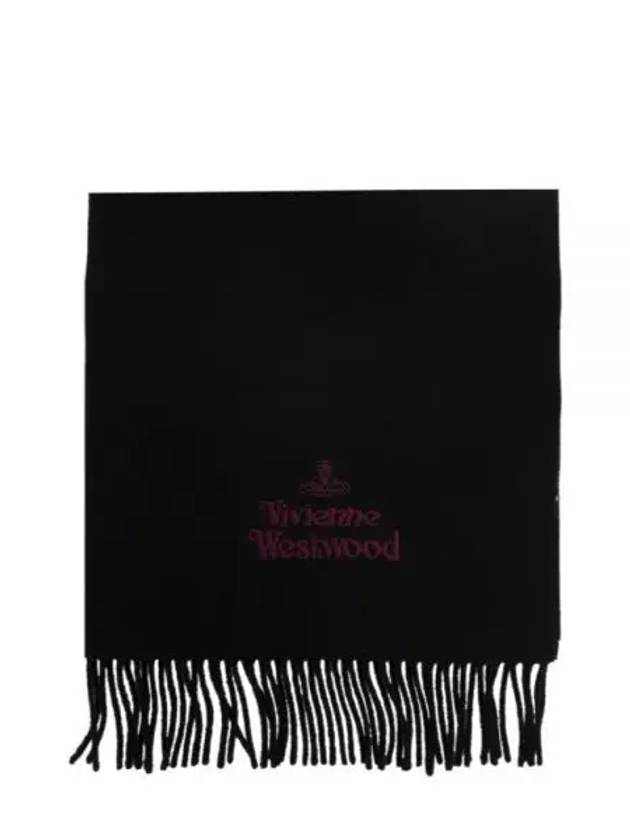 Logo Wool Fringe Muffler Anthracite Black - VIVIENNE WESTWOOD - BALAAN 2