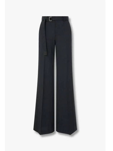 Chalk Stripe Bootcut Pants Dark Navy - SACAI - BALAAN 1