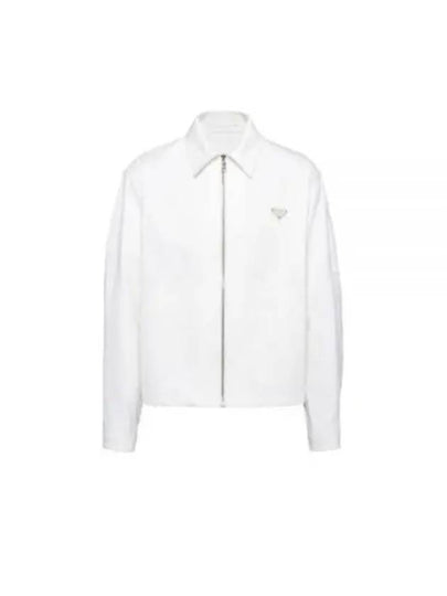 Triangle Logo Bull Denim Zip Up Jacket White - PRADA - BALAAN 2