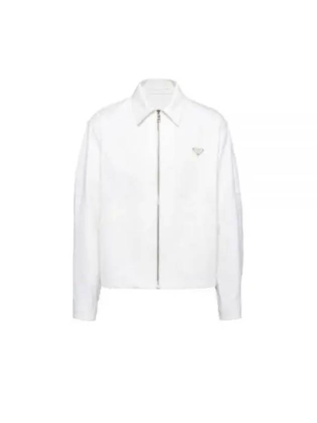 Triangle Logo Bull Denim Zip Up Jacket White - PRADA - BALAAN 2