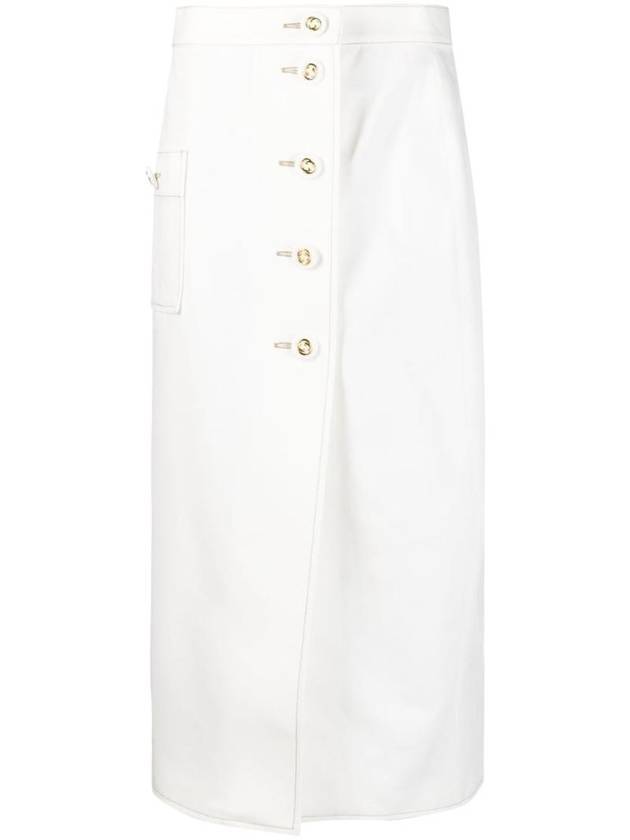 Women's Cotton Canvas Wrap H-Line Skirt White - GUCCI - BALAAN.