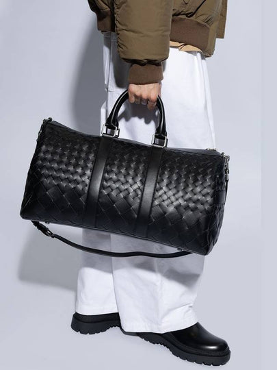 Bottega Veneta Duffel Bag With Intrecciato Weave, Men's, Black - BOTTEGA VENETA - BALAAN 2