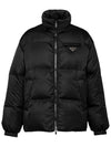 Medium-Length Re-Nylon Reversible Down Padded Jacket Black - PRADA - BALAAN 2