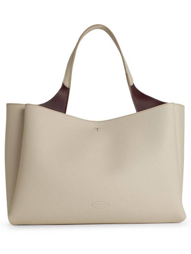 Logo Leather Medium Tote Bag White - TOD'S - BALAAN 2