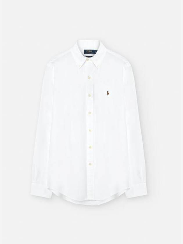 Embroidery Pony Oxford Long Sleeve Shirt White - POLO RALPH LAUREN - BALAAN 2