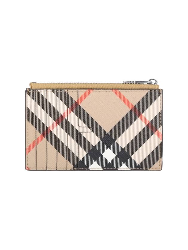 Check Zip Card Wallet Sand - BURBERRY - BALAAN 3