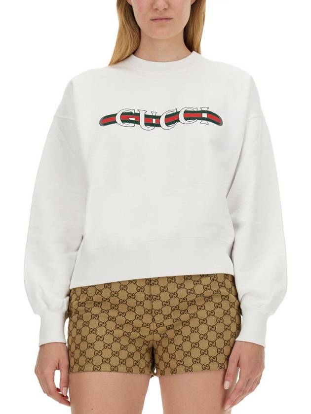 Print Cotton Jersey Sweatshirt White - GUCCI - BALAAN 5