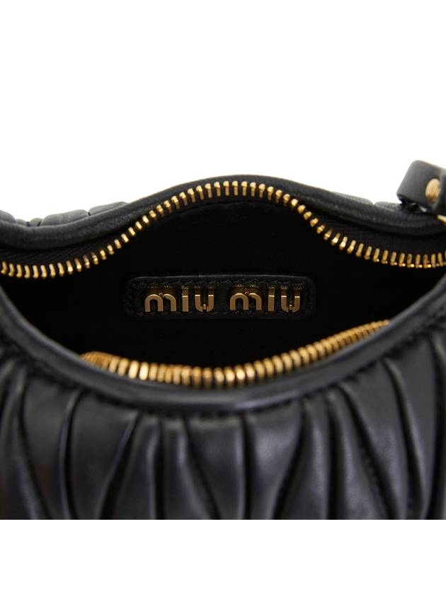 Wander Matelasse Nappa Leather Hobo Mini Bag Black - MIU MIU - BALAAN 9