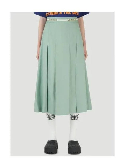 Double G Chain Pleated A-Line Pleated Skirt Green - GUCCI - BALAAN 2