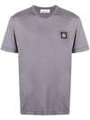 Logo Patch Short Sleeve T-Shirt Blue Grey - STONE ISLAND - BALAAN 1