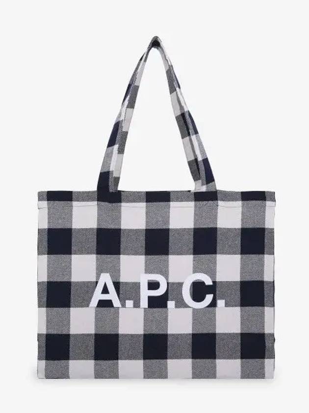 Lou Logo Check Horizontal Tote Bag White Navy - A.P.C. - BALAAN 2