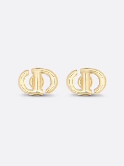 CD Navy Stud Metal Earrings Pink Gold Finish - DIOR - BALAAN 2