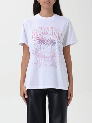 T-shirt di cotone Ganni con logo - GANNI - BALAAN 1