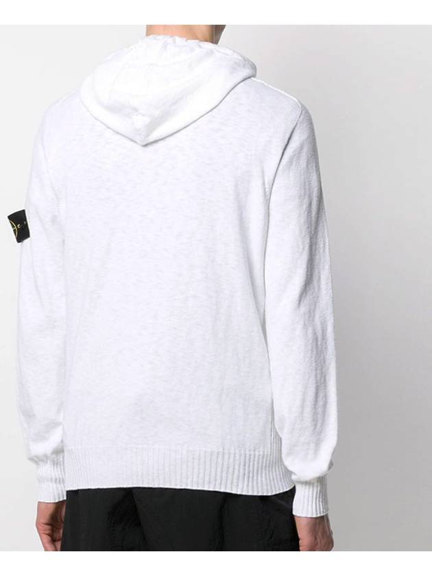 Wappen Patch Cotton Knit Zip Up Hoodie White - STONE ISLAND - BALAAN 4