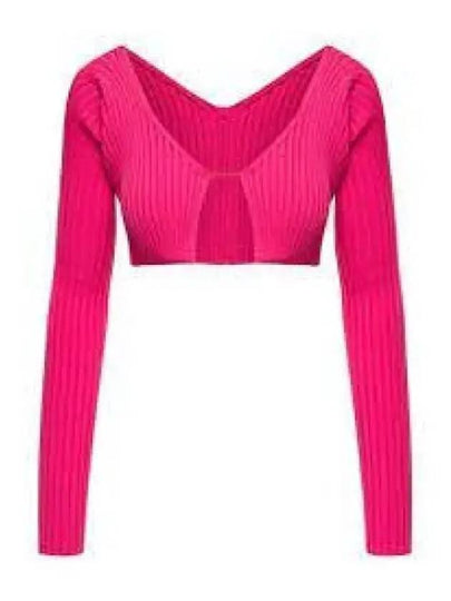 La Maille Pralu Micro Charm Logo Cardigan Pink - JACQUEMUS - BALAAN 2