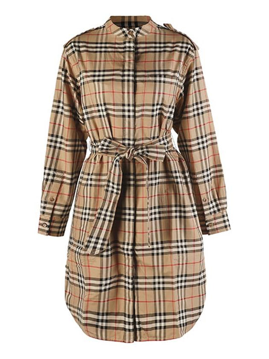 Women's Vintage Check Belt Midi Dress Beige - BURBERRY - BALAAN 2