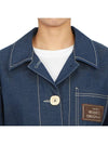 Women's Cropped Denim Jacket Blue - GUCCI - BALAAN.