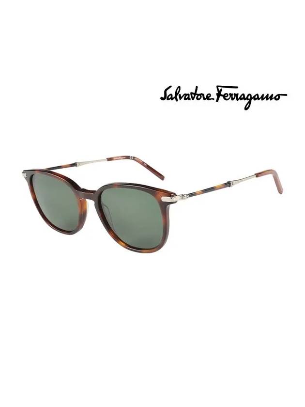 Eyewear Square Acetate Sunglasses Tortoise Green - SALVATORE FERRAGAMO - BALAAN 1