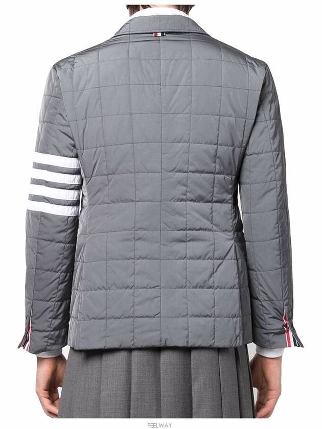 4 Bar Poly Twill Padding Blazer Jacket Grey - THOM BROWNE - BALAAN 4