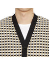 Check Pattern V-Neck Cardigan Beige - BURBERRY - BALAAN 6