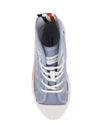 Tartan Sole Canvas High Top Sneakers Blue - THOM BROWNE - BALAAN 3