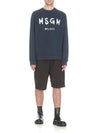 Brushed Logo Cotton Sweatshirt Navy - MSGM - BALAAN 3