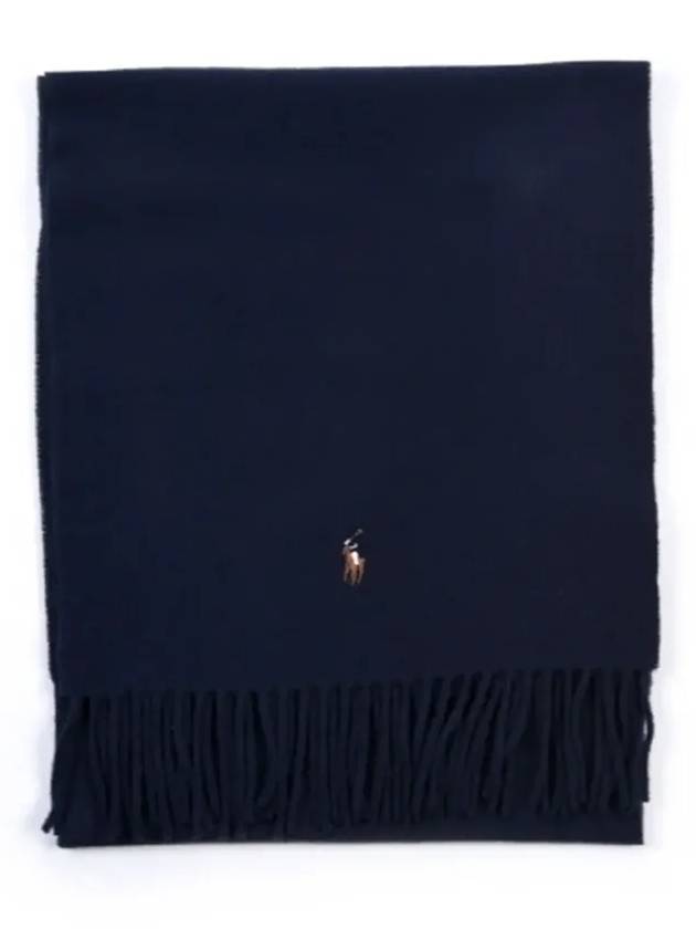 Pony Logo Signature Virgin Wool Muffler Navy - POLO RALPH LAUREN - BALAAN 4