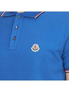 Stripe Trimming Logo Short Sleeve Polo Shirt Blue - MONCLER - BALAAN 7