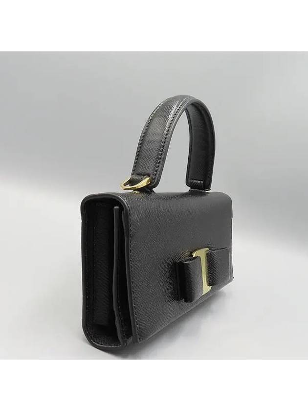 Ferragamo 22 D529 Black Leather Gold Plated Vara Bow Mini Flap Cross Bag - SALVATORE FERRAGAMO - BALAAN 3