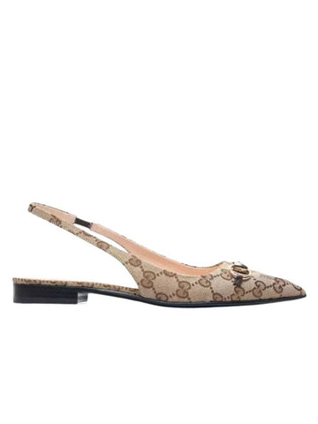 Horsebit Slingback Ballet Flat Beige Ebony - GUCCI - BALAAN 1