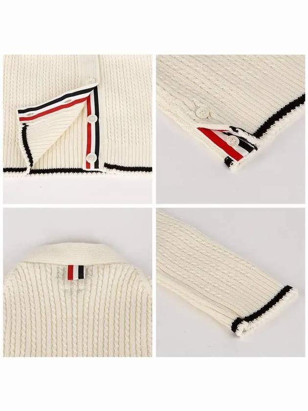 4 Bar Cable Wool Crop Cardigan Ivory - THOM BROWNE - BALAAN 7