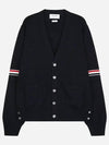 Milano Stitch Sprite Armband Cotton V-neck Cardigan Navy - THOM BROWNE - BALAAN 2