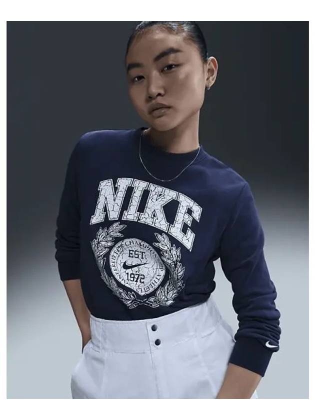 Sportswear Club Fleece Women s Crew Neck Sweatshirt Midnight Navy Summit White HV6499 410 726099 - NIKE - BALAAN 1