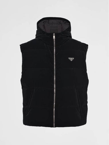 Hooded technical fabric down vest black SGC408 - PRADA - BALAAN 1