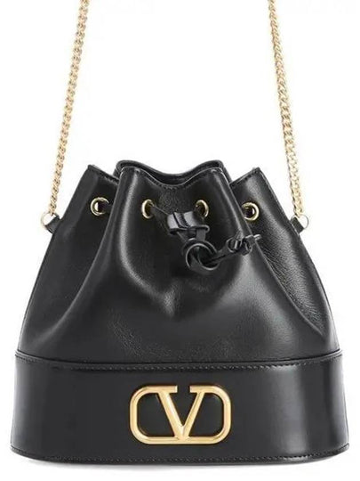 V Logo Chain Bucket Bag Black - VALENTINO - BALAAN 2