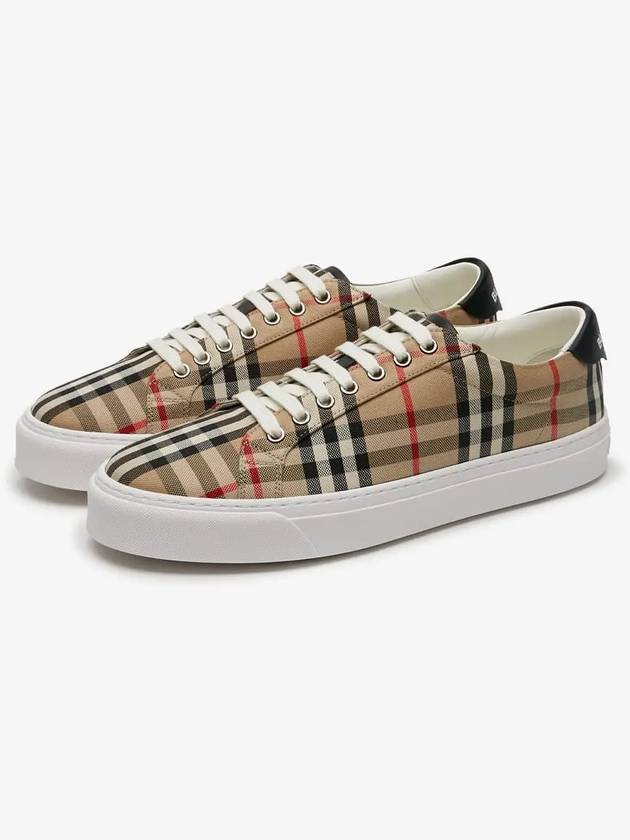 Vintage Check Cotton Low Top Sneakers Beige - BURBERRY - BALAAN 3