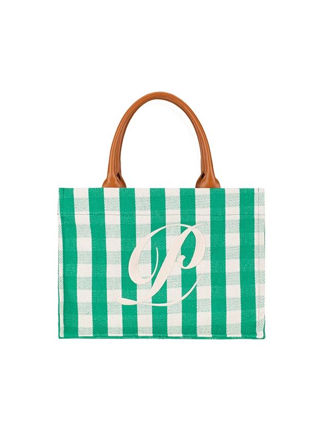 Gingham Check Middle Tote Bag Green - PEOPLE OF THE WORLD - BALAAN 2