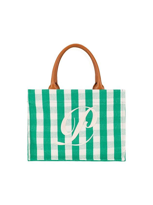 Gingham Check Middle Tote Bag Green - PEOPLE OF THE WORLD - BALAAN 2