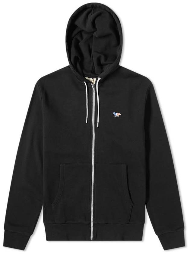 Tricolor Fox Patch Zip Up Hoodie Black - MAISON KITSUNE - BALAAN 1