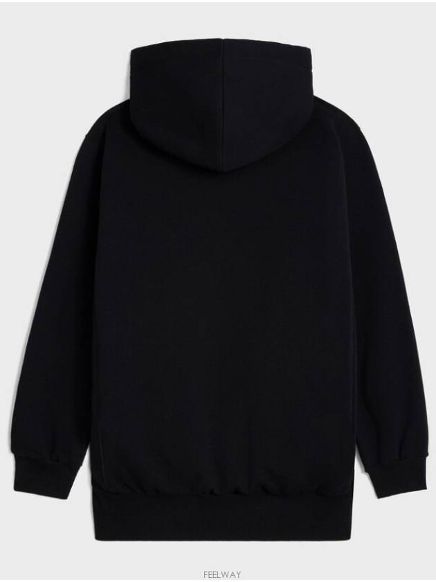 Logo Print Cotton Fleece Oversized Hoodie Black - CELINE - BALAAN 3