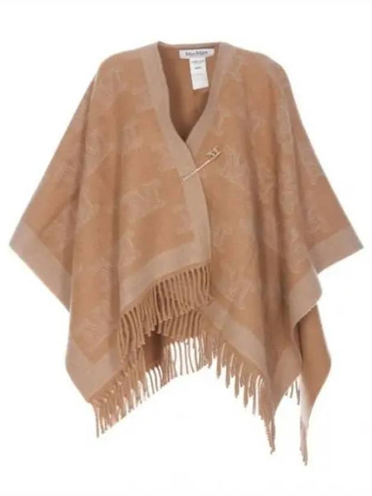 Logo Monogram Wool Cape Light Brown - MAX MARA - BALAAN 2