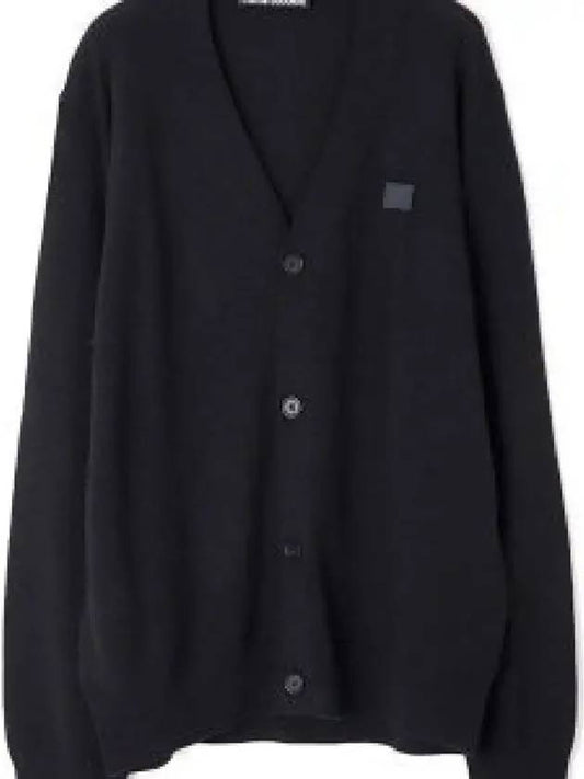 Keve Face Wool V-neck Cardigan Black - ACNE STUDIOS - BALAAN 2