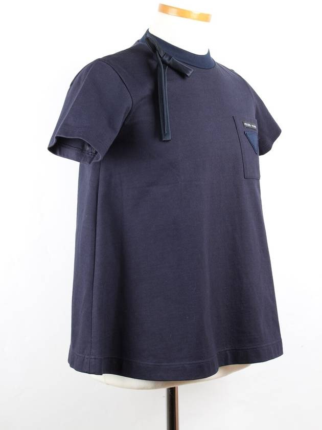 Ribbon short sleeve t shirt navy 38 55 - PRADA - BALAAN 7