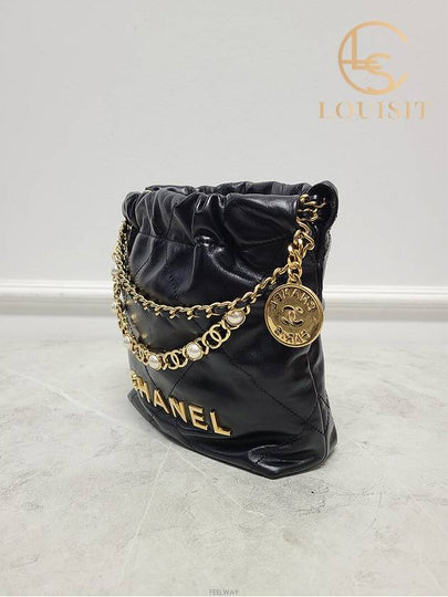 Used luxury goods Lewis It Black gold calfskin pearl 22 bag mini - CHANEL - BALAAN 2