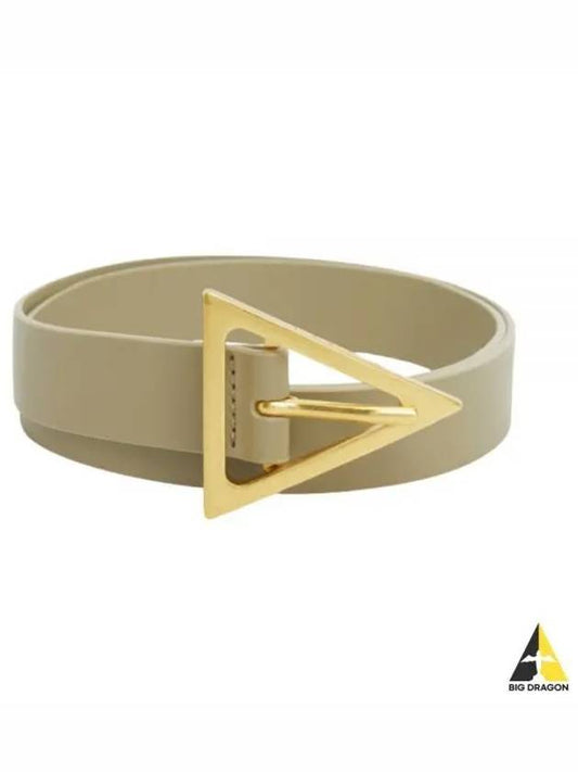 Gold Triangle Buckle Leather Belt Taupe - BOTTEGA VENETA - BALAAN 2